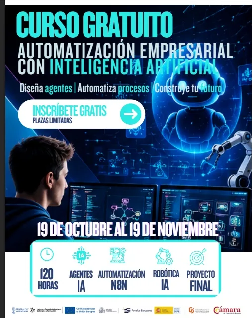 Formación “Automatización Empresarial con Inteligencia Artificial” Talento Joven Cámara Castellón